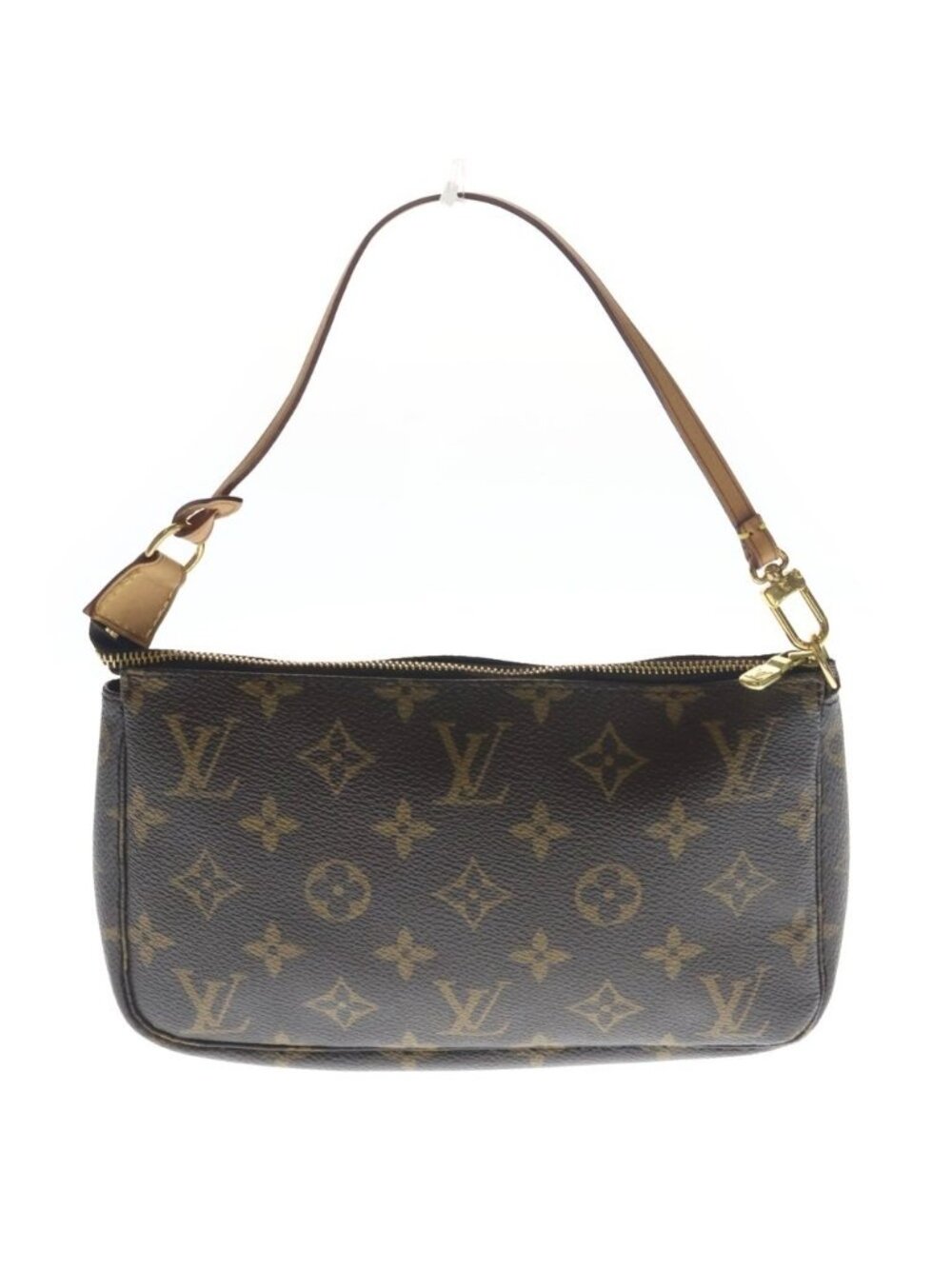 ★SOLD★ Louis Vuitton Pochette Monogram Leather Pouch Handbag Gold Brown - Picture 2 of 6